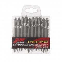 Набор бит 1/4" PHILIPS PH2 двусторонних удлиненных 10 предметов в боксе JTC-1116502