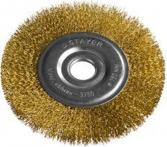 Щетка дисковая PROFESSIONAL (150х22 мм; витая стальная латунированная проволока 0.3 мм) для УШМ STAYER 35122-150