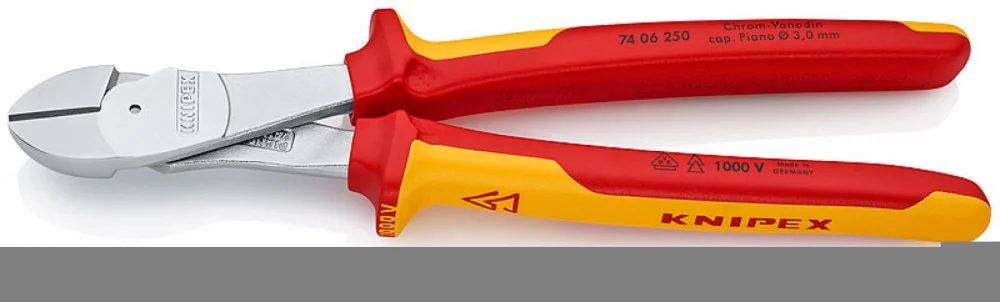 Кусачки боковые особой мощности хромированные 250 мм, KNIPEX, ( KN-7406250 )