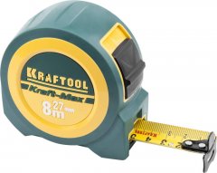 Рулетка KRAFTOOL PRO Kraft-Max длинный вылет, нейлон, упрочненный двухкомпонентный корпус, 8м 27мм 34127-08-27