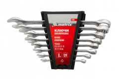 Набор ключей комбинированных, 6-19 мм, 8 шт, CrV, матовый хром Matrix 15408