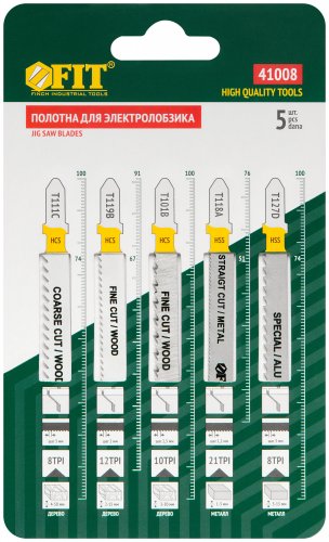 Набор полотен для электролобзика 5 шт. (T111C; T119B; T101B; T118A; T127D) FIT 41008