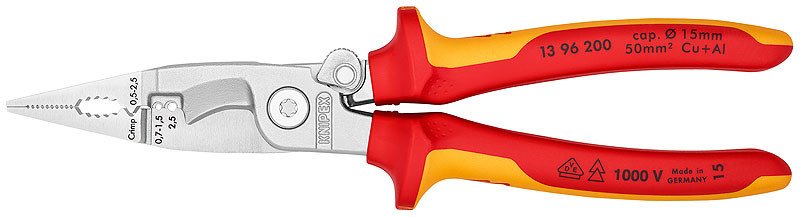 Электромонтажные клещи хромированные 200 мм, KNIPEX, ( KN-1396200 )