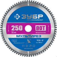 Диск пильный по алюминию Мультирез (250x30 мм; 80T) ЗУБР 36907-250-30-80_z01