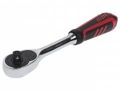 Ключ трещотка 1/4" 36 зубьев 150мм резиновая рукоятка JTC-3602B
