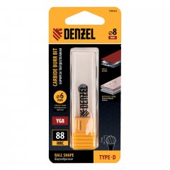 Борфреза по металлу твердосплавная, шарообразная, тип-D, 8 мм Denzel 72023