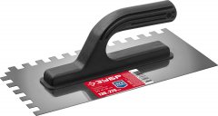 Гладилка ЗУБР Мастер 130x270мм, 10x10 мм, штукатурная зубчатая нержавеющая с пластиковой ручкой 08042-10