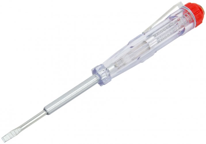 Отвертка индикаторная, прозрачная ручка 100 - 500 В, 140 мм КУРС 56503