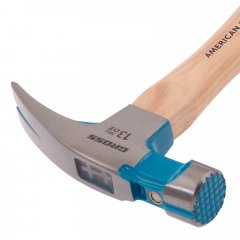 Молоток-гвоздодер, 380 г, угол 75, магнит, обрезиненная рукоятка AMERICAN HICKORY  GROSS 10413