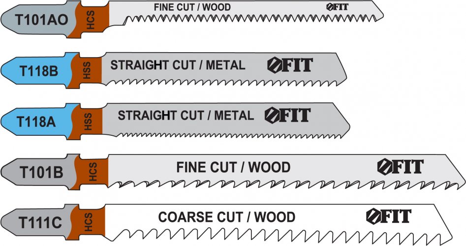 Набор полотен для электролобзика 5 шт. (T111C; T101B; T101AO; T118A; T118B) FIT 41011