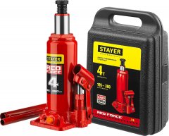 Гидравлический бутылочный домкрат STAYER RED FORCE, 4т, 195-380 мм, в кейсе, 43160-4-K 43160-4-K_z01