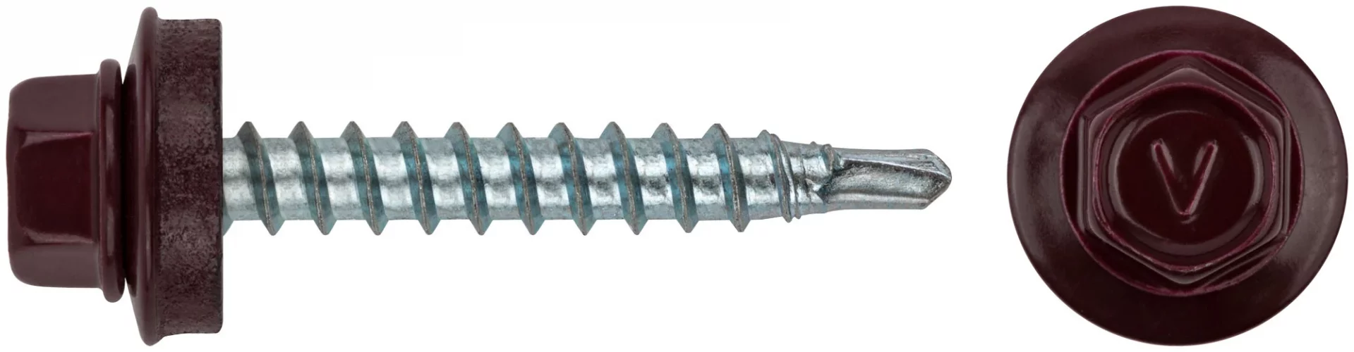 Шурупы кровельные со сверлом 4.8 х 32 RAL 3005 темно-бордовый (фасовка 250 шт.) XВАТ 23561-4