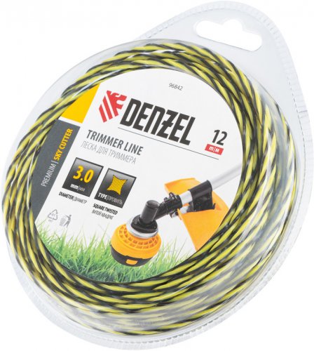 Леска для триммера двухкомпонентная витая квадратная, 3,0мм х 12м, блистер SkyCutter Denzel 96842