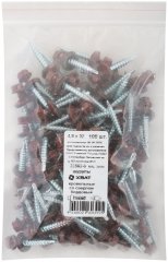 Шурупы кровельные со сверлом 4.8 х 32, бордовый RAL-3009 100шт. XВАТ 23562-0