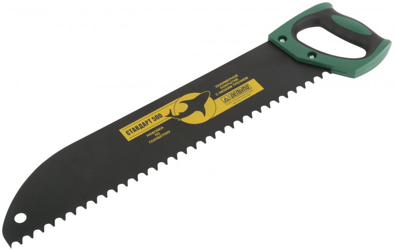 Ножовка по пенобетону (Стандарт), закругленное полотно, шаг 15 мм, 500 мм Дельта 40761