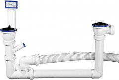 Сифон колбовый для двухместной мойки, нержавеющая чашка, отвод для стиральной машины, ЗУБР Мастер 51867-2