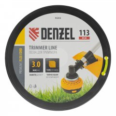 Леска для триммера зубчатый квадрат, 3,0мм х 113м, на DIN катушке FLEX CORD Denzel 96806