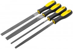 Напильники, прорезиненная ручка, набор 4 шт. (трехгранный, плоский, круглый, полукруглый ) 200 мм FIT 42596