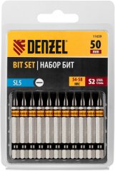 Бита SL5,0х50, сталь S2, шестигранный профиль, 10 шт. Е 6,3 Denzel 11659