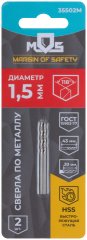 Сверла по металлу HSS в блистере, угол заточки 118°, 1,5 x 43 мм (2 шт.) MOS 35502М