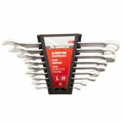 Набор ключей комбинированных, 6-22 мм, 9 шт, CrV, матовый хром Matrix 15410