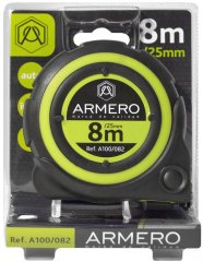 Рулетка с автоблокировкой, 8м/25мм, магнит, нейлон, ARMERO, ( A100/082 )