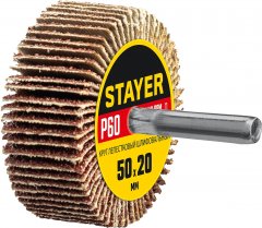 Круг шлифовальный лепестковый на шпильке STAYER P60, 50x20 мм 36607-060
