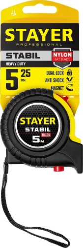 Профессиональная рулетка с двухсторонней шкалой Stabil 5мх25мм STAYER 34131-05-25_z02
