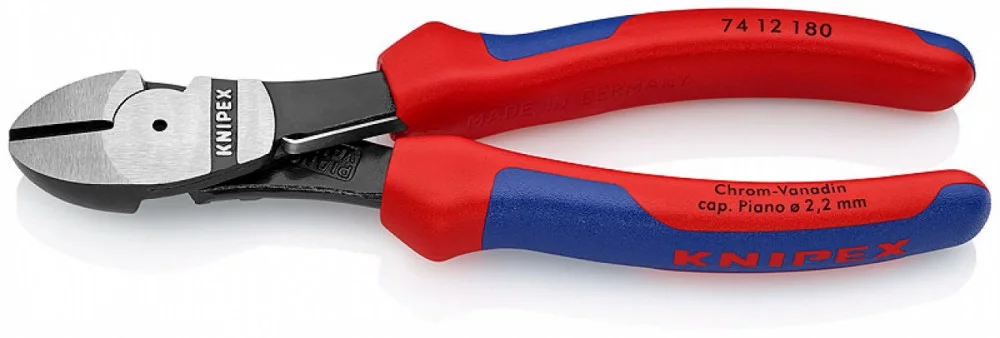 Кусачки боковые особой мощности фосфатированные, черного цвета 180 мм, KNIPEX, ( KN-7412180 )