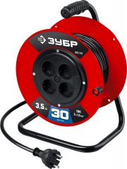 Силовой удлинитель на катушке ЗУБР ПВС 215 ПВС 2x1.5 30м 3500Вт 55103-30