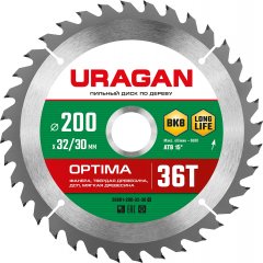 Диск пильный по дереву Optima (200х32/30 мм; 36Т) URAGAN 36801-200-32-36_z01