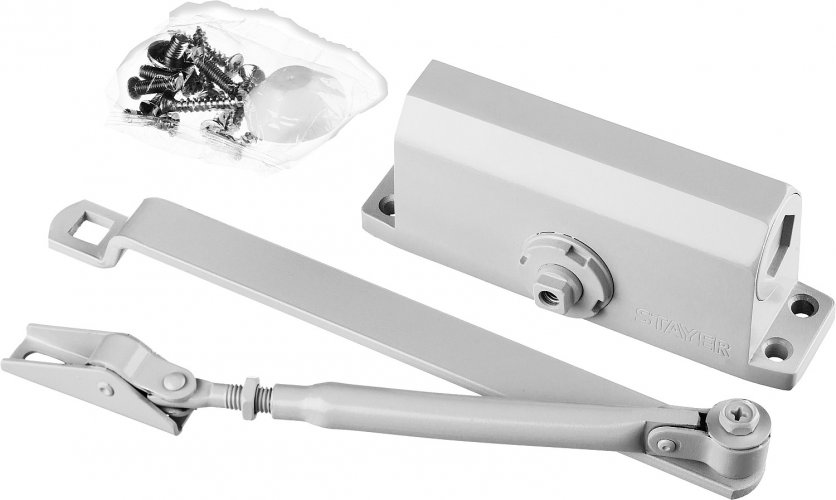 Дверной доводчик для дверей массой до 40 кг STAYER цвет белый 37916-50