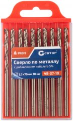 Сверло по металлу с кобальтом 5%, 3,7 x 70 мм (10 шт) CUTOP 48-37-10