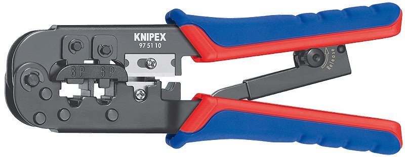 Инструмент для опрессовки штекеров типа Western вороненые 190 мм, KNIPEX, ( KN-975110SB )