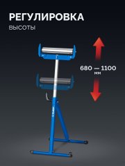 ЗУБР РОС-1, 430x495x(680-1100) мм, роликовая опора с боковыми ограничителями, Профессионал (38787)