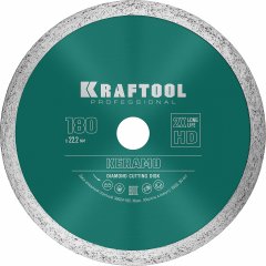 Диск алмазный отрезной сплошной по керамограниту KRAFTOOL Keramo 180х22 мм 36684-180