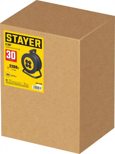 Удлинитель на катушке, 2х0.75, 30 м, 2200Вт STAYER 55073-30_z02