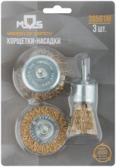 Корщетки со штифтом, набор 3 шт. (колесо 50 мм / чашка 50 мм / венчик 25 мм) MOS 38561М