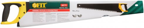 Ножовка по пенобетону, карбидные вставки на каждом 2-ом зубе, прорезиненная ручка 700 мм FIT 40773
