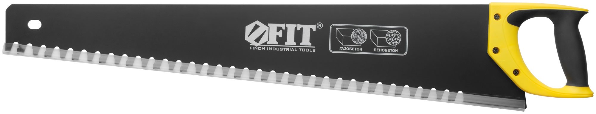 Ножовка по пенобетону, карбидные вставки на каждом 2-ом зубе, прорезиненная ручка 700 мм FIT 40773