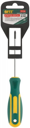 Отвертка "Контур", CrV сталь, прорезиненная ручка 3х75 мм РН0 FIT 55190