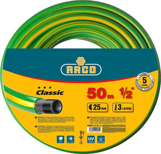 Поливочный армированный 3-х слойный шланг RACO CLASSIC 1/2"x50м 40306-1/2-50_z01