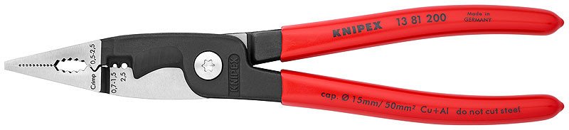 Электромонтажные клещи фосфатированные, черного цвета 200 мм, KNIPEX, ( KN-1381200 )
