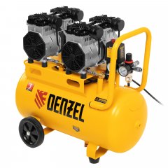 Компрессор безмасляный, малошумный DLS 2200/50, 2200 Вт, 2x1100, 50 л, 380 л/мин Denzel 58031