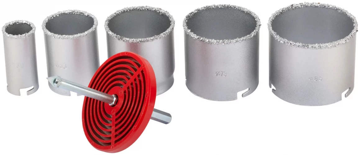 Коронки кольцевые по кафелю карбидные, набор 5 шт., 33-53-67-73-83 мм FIT 16500