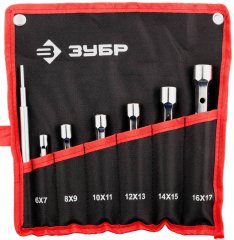 Набор трубчатых двусторонних торцовых ключей с воротком 6-17мм, 7шт ЗУБР МАСТЕР 27190-H7