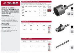 Коронка с державкой по бетону ЗУБР 50 мм, SDS-Plus 29211-50