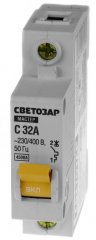Автоматический выключатель СВЕТОЗАР 1п, "С", 32A, 230/400В 49060-32-C