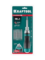 KRAFTOOL 19-в-1 KraftMax 19, Реверсивная отвертка с битами (25862)