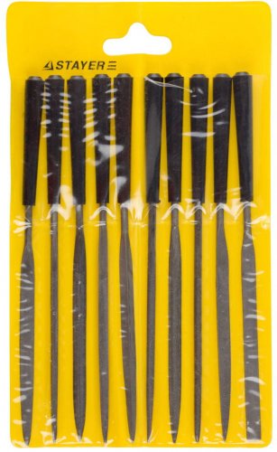 Набор надфилей с пластмассовой ручкой 100мм, 10шт STAYER 16011-H10_z01